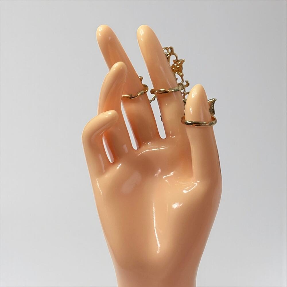 Gold Butterfly Rhinestone Hand Chain - Picture 3 of 6